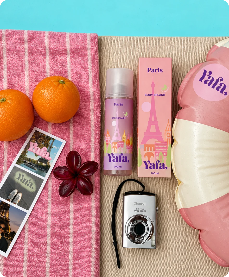 Produtos Yafa na areia